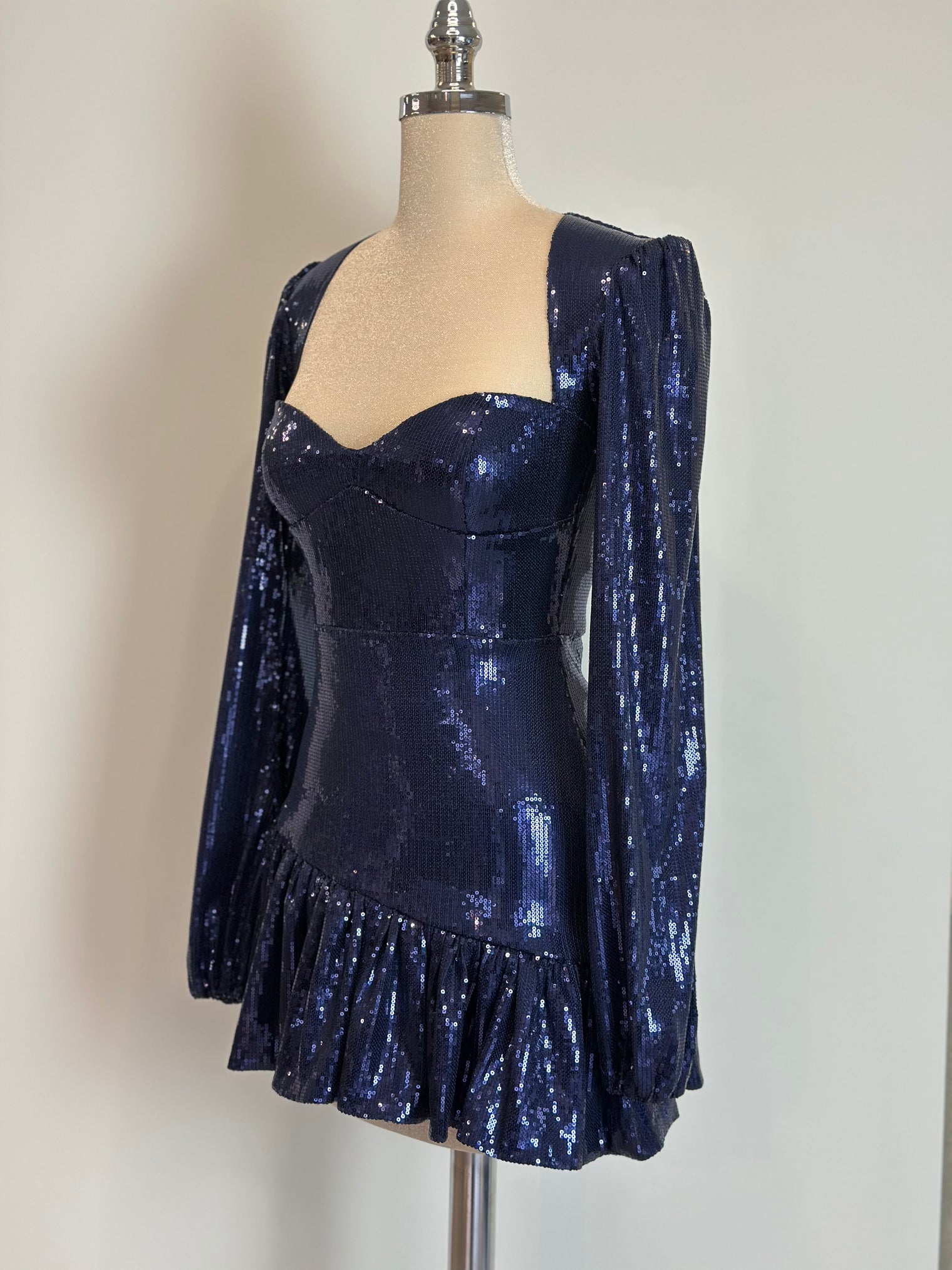 Sequin Mini Dress in Midnight Blue