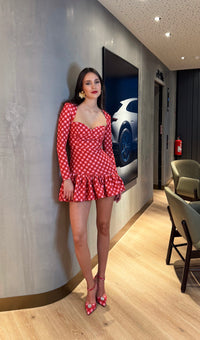 Red Gingham Sweetheart Mini Dress