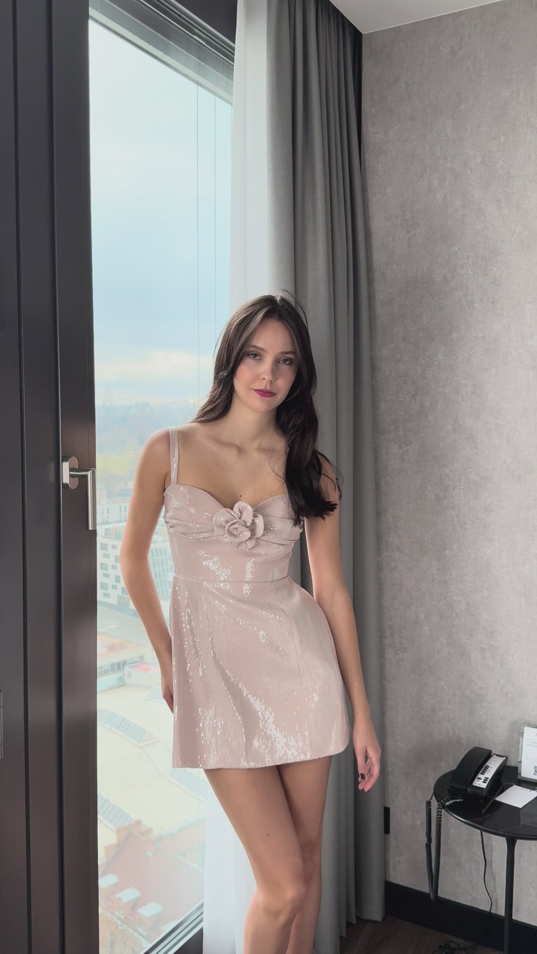 Mini Sequin Dress nude