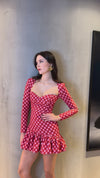 Red Gingham Sweetheart Mini Dress
